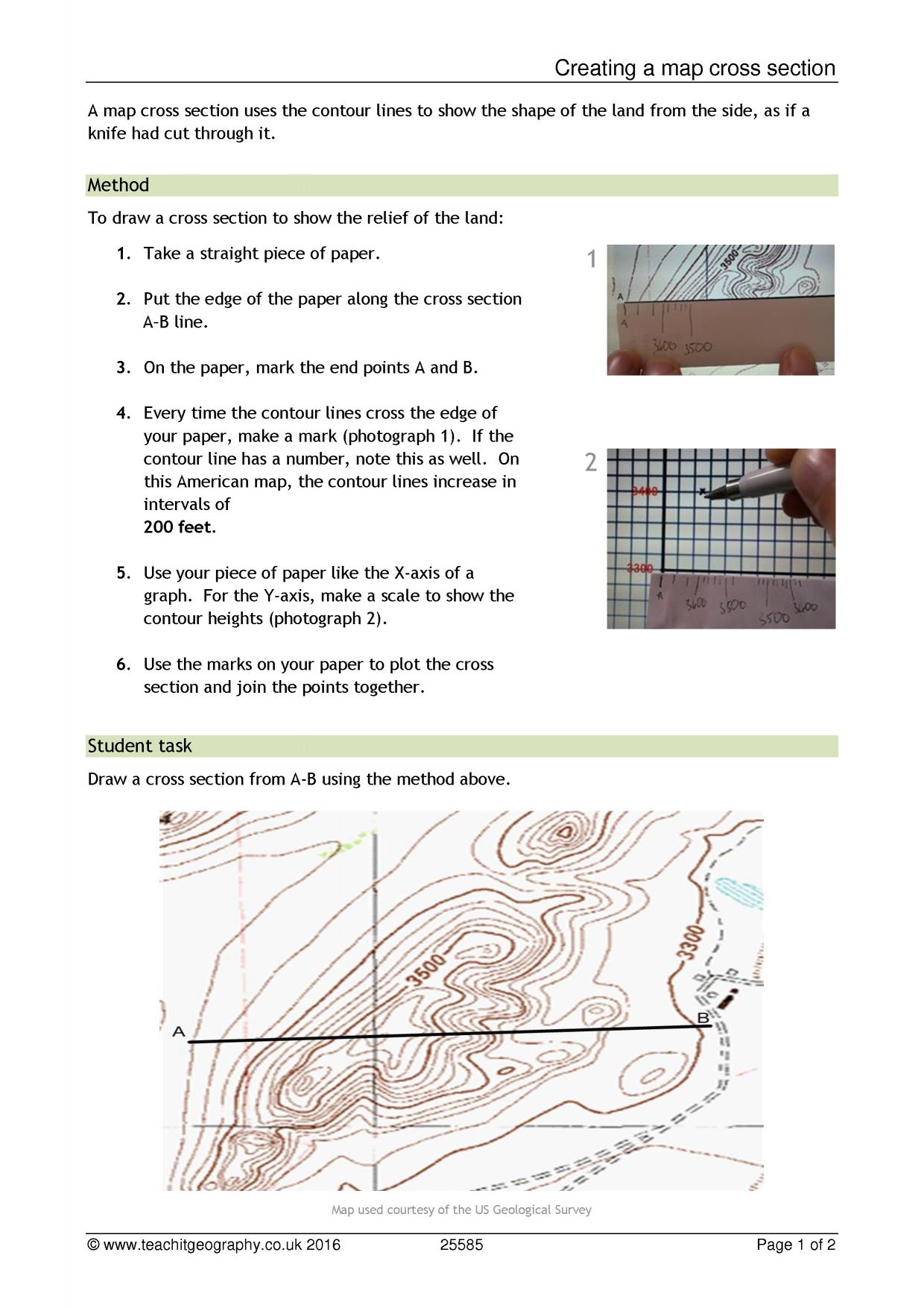 cross section geography  how to draw a cross section in geography Throughout Using A Map Scale Worksheet