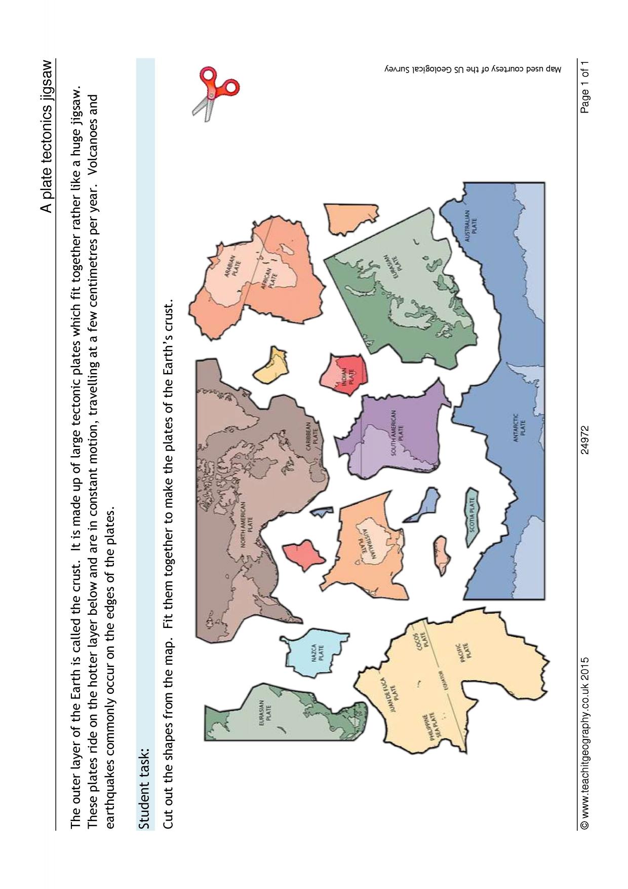 A plate tectonics jigsaw In Plate Tectonic Worksheet Answers